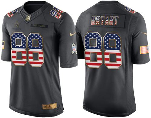 Nike Cowboys #88 Dez Bryant Black Men's Stitched NFL Limited USA Flag Salute To Service Jersey